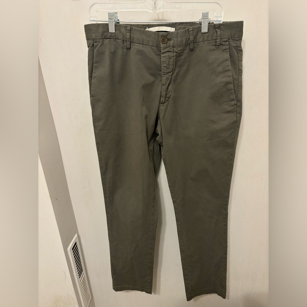 Norse Projects Aros Slim Light Stretch Green Chino Pants Size 34 34x29